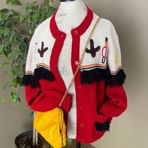 Vintage western-inspired cardigan with cactus